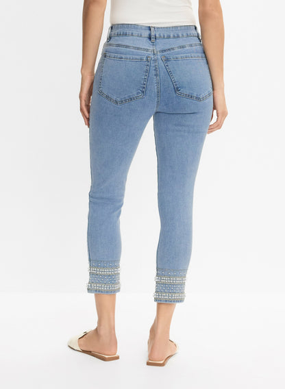 Women Embellished Hem Capris Light Blue | Melanie Lyne
