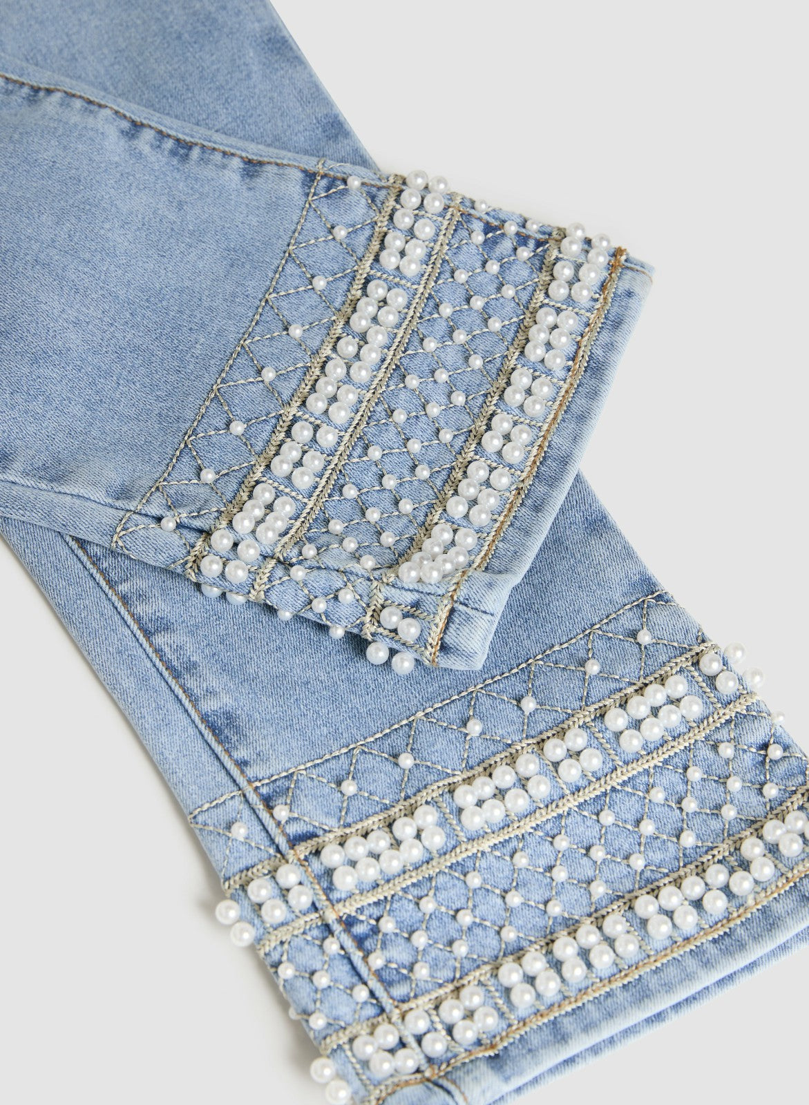Women Embellished Hem Capris Light Blue | Melanie Lyne