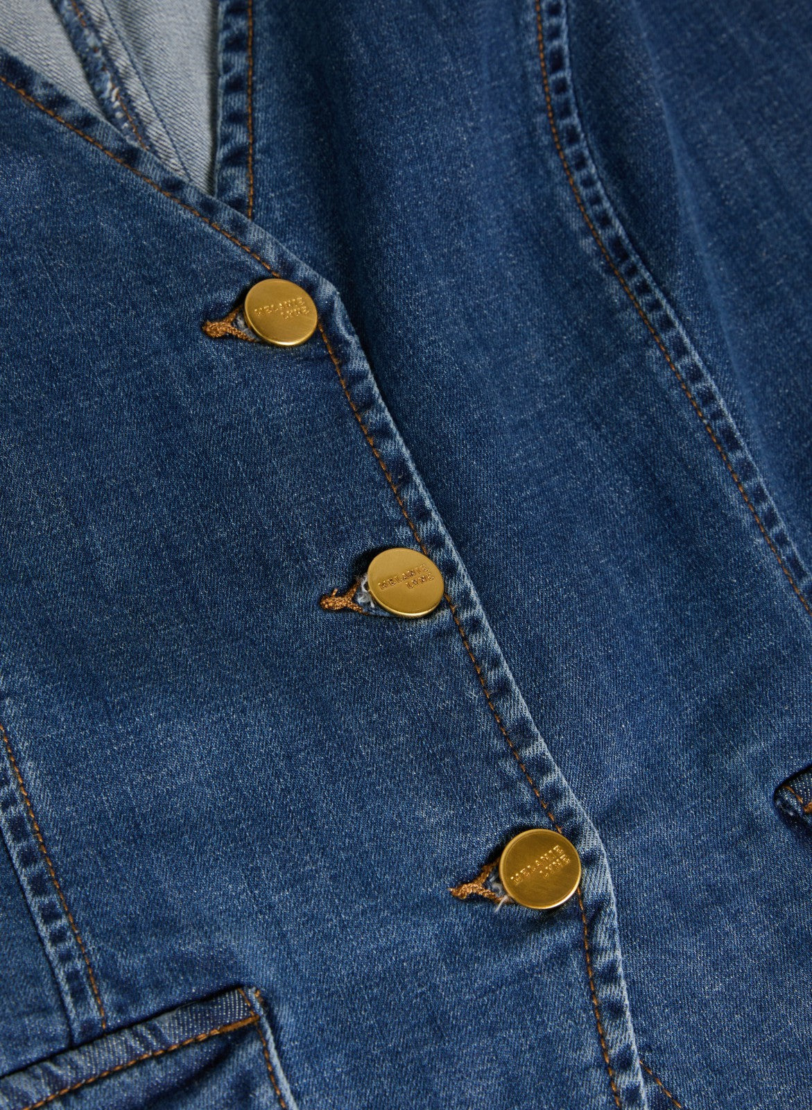 Women Denim Button-Down Vest Medium Blue | Melanie Lyne