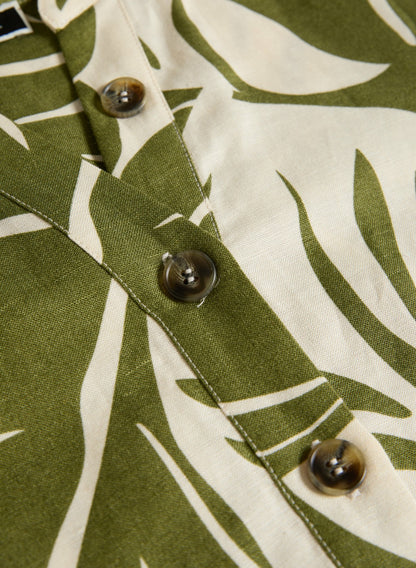 Women Leaf Linen-Blend Dress Green Pattern | Melanie Lyne