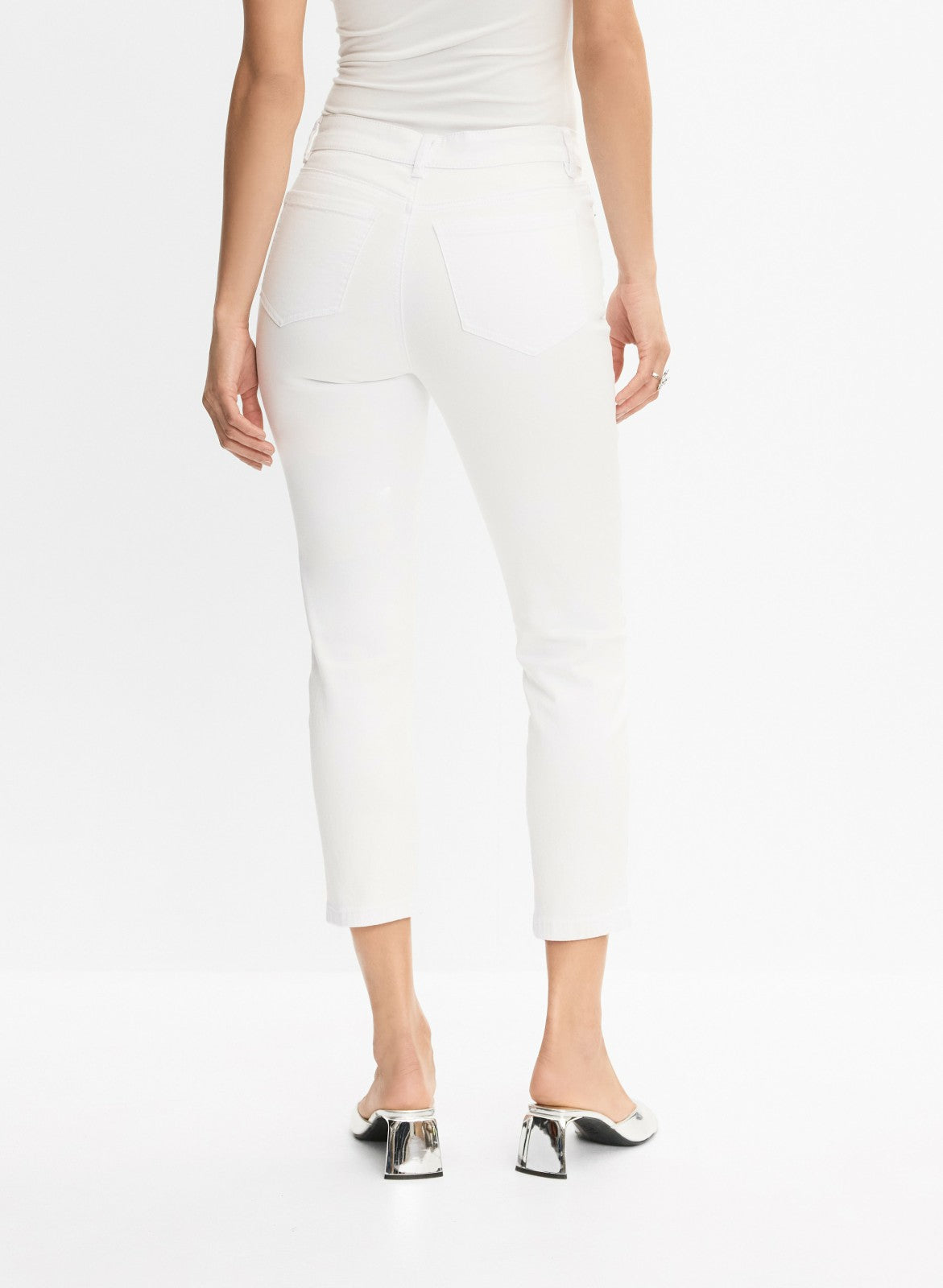 Women Lace Insert Capris White | Melanie Lyne