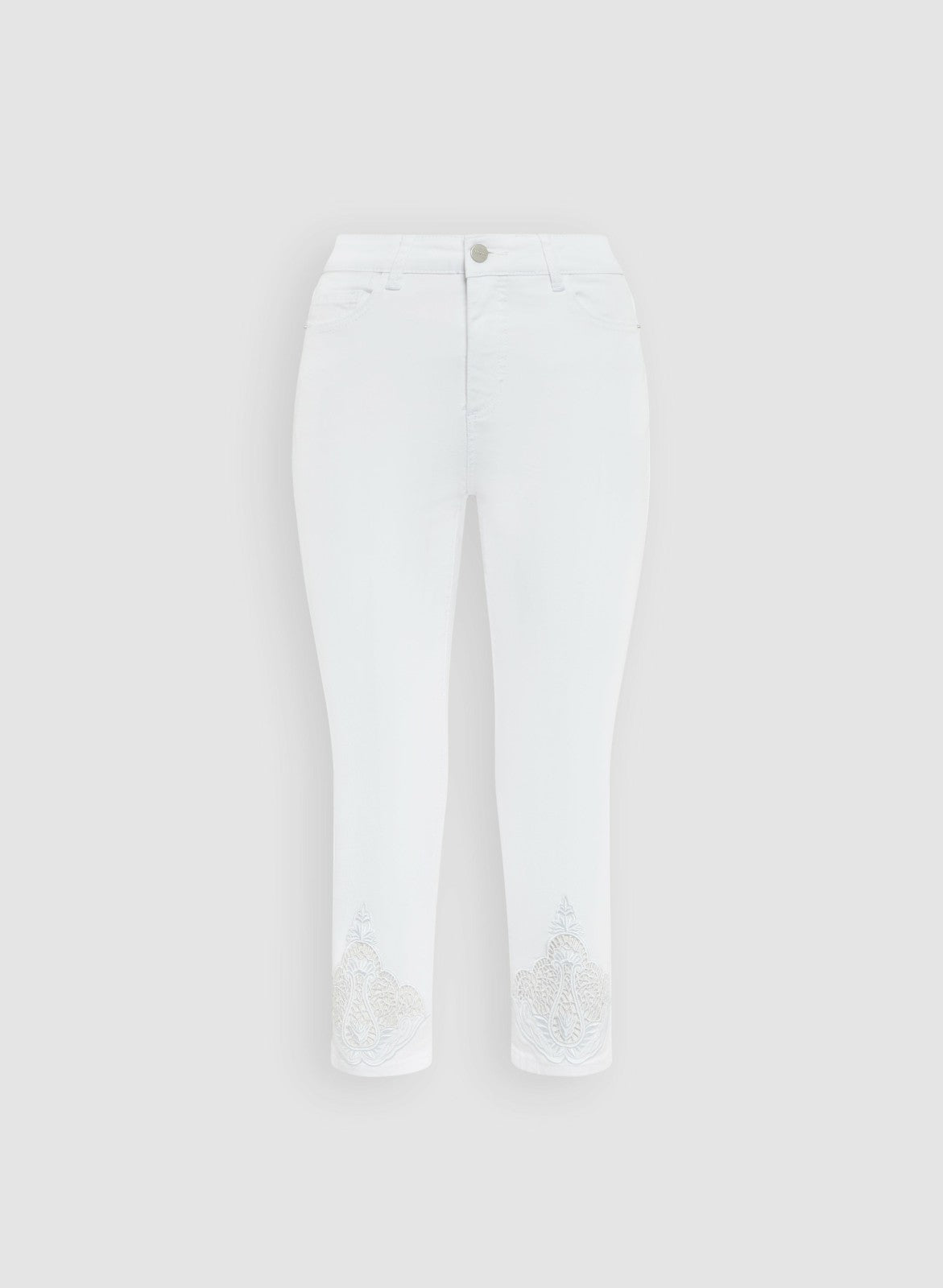 Women Lace Insert Capris White | Melanie Lyne