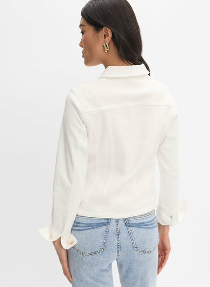Women Zip Front Denim Jacket White | Melanie Lyne