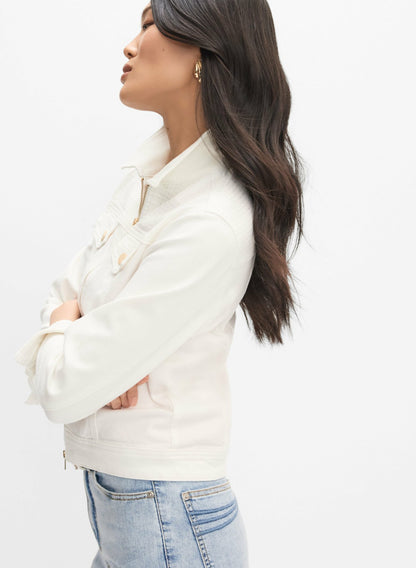 Women Zip Front Denim Jacket White | Melanie Lyne