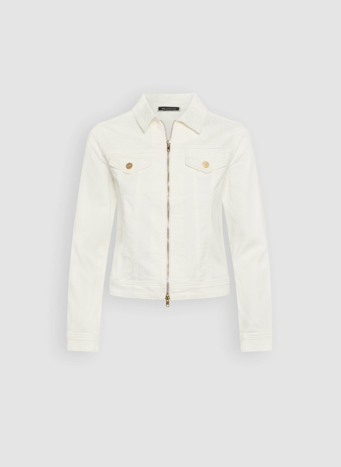 Women Zip Front Denim Jacket White | Melanie Lyne