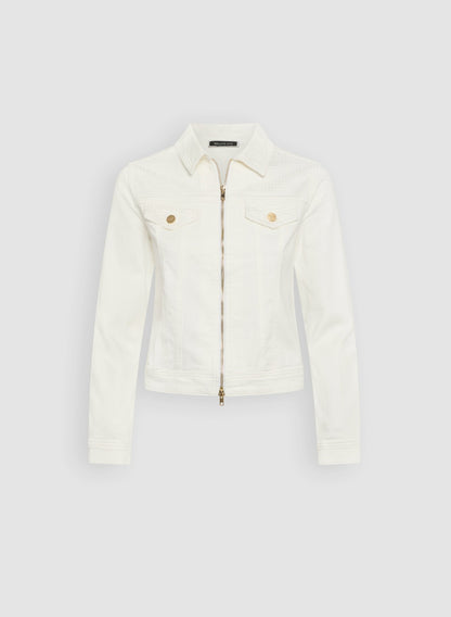 Women Zip Front Denim Jacket White | Melanie Lyne