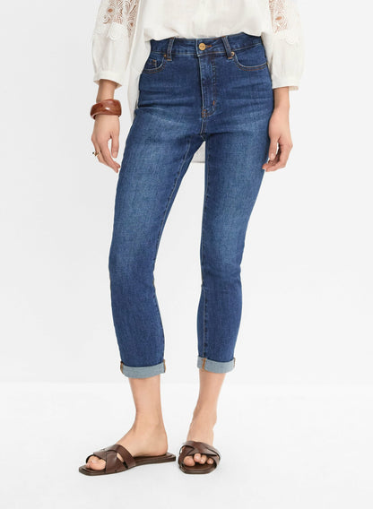 Women Rolled Cuff Jeans Medium Blue | Melanie Lyne