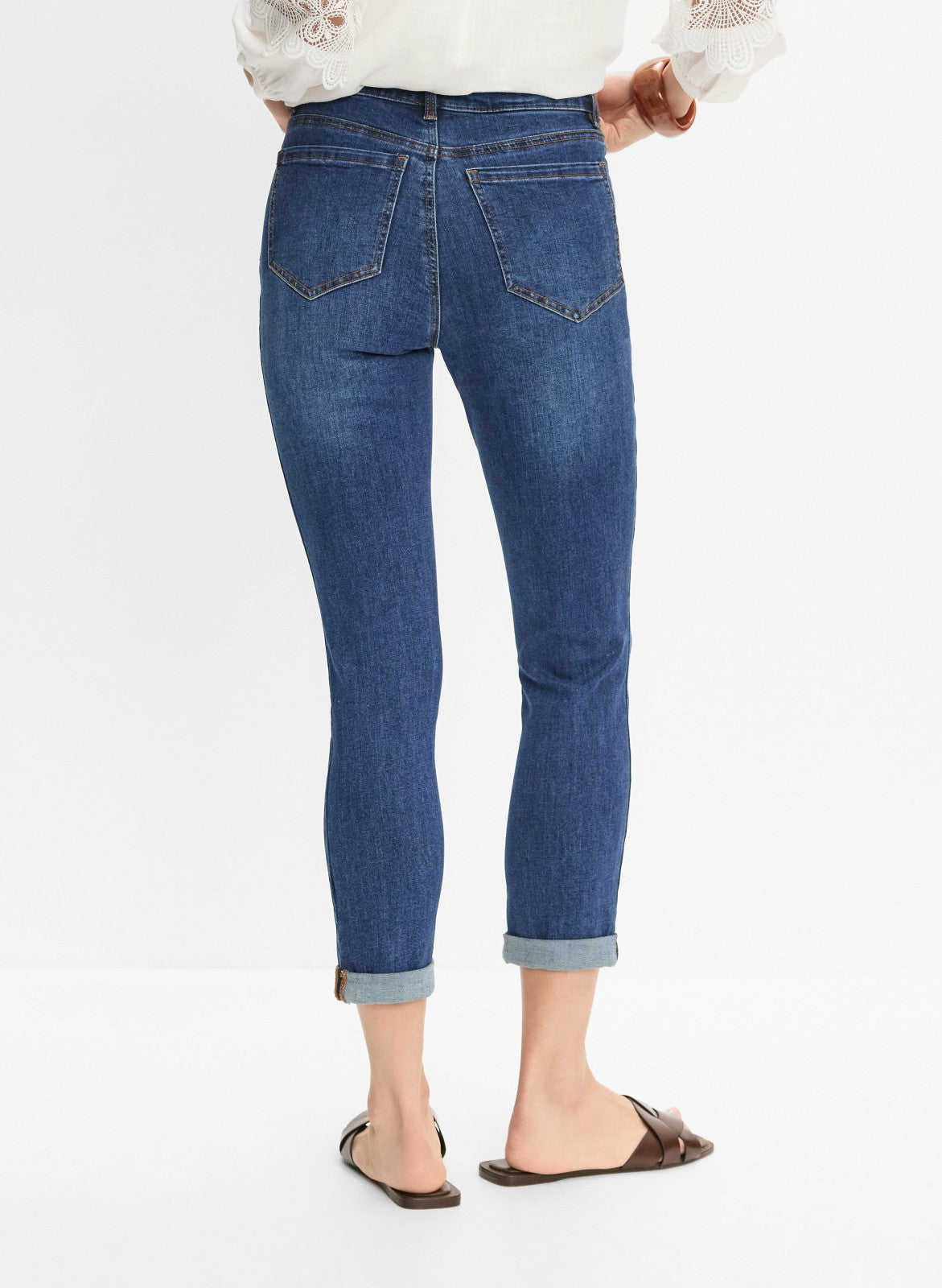 Women Rolled Cuff Jeans Medium Blue | Melanie Lyne