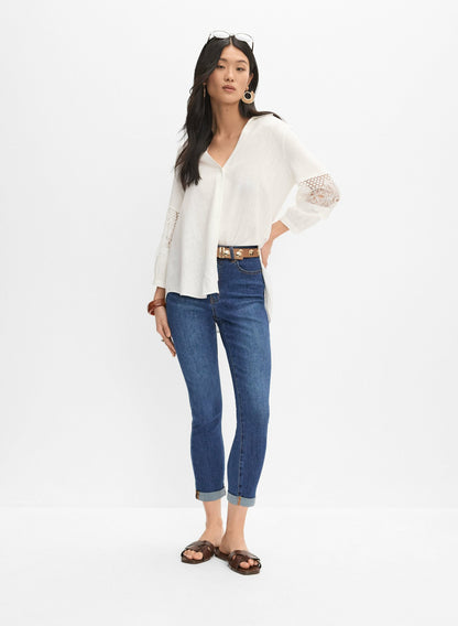 Women Rolled Cuff Jeans Medium Blue | Melanie Lyne