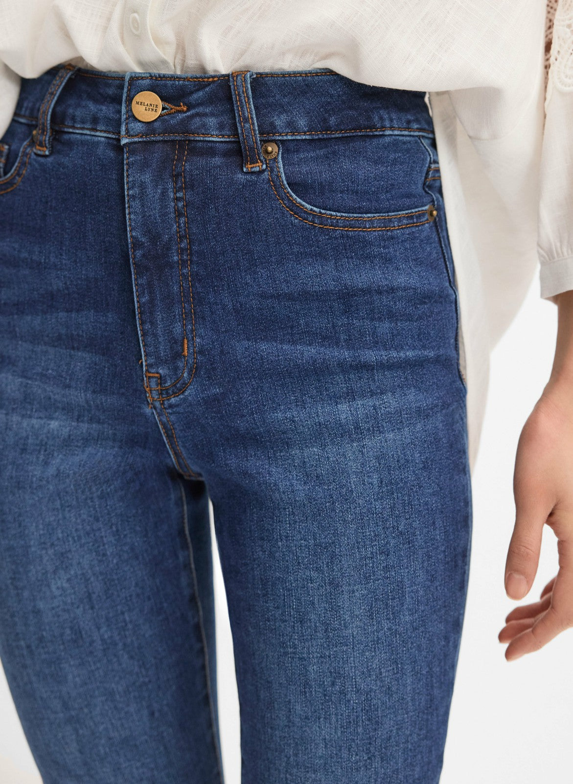 Women Rolled Cuff Jeans Medium Blue | Melanie Lyne