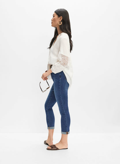 Women Rolled Cuff Jeans Medium Blue | Melanie Lyne