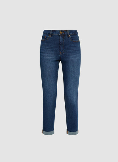 Women Rolled Cuff Jeans Medium Blue | Melanie Lyne