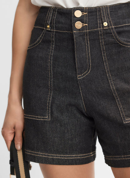 Women Double-Button Jean Shorts Rinse Tint | Melanie Lyne