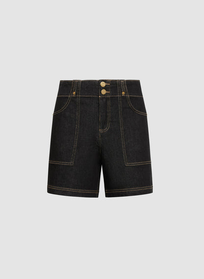 Women Double-Button Jean Shorts Rinse Tint | Melanie Lyne