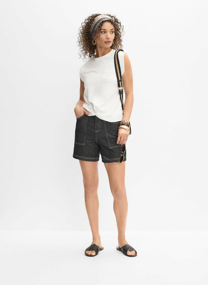 Women Double-Button Jean Shorts Rinse Tint | Melanie Lyne
