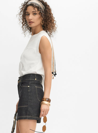 Women Double-Button Jean Shorts Rinse Tint | Melanie Lyne