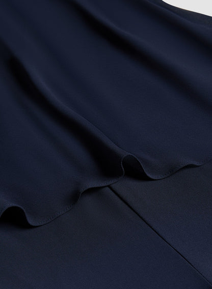 Women Asymmetric Chiffon Jumpsuit Navy Blue | Melanie Lyne