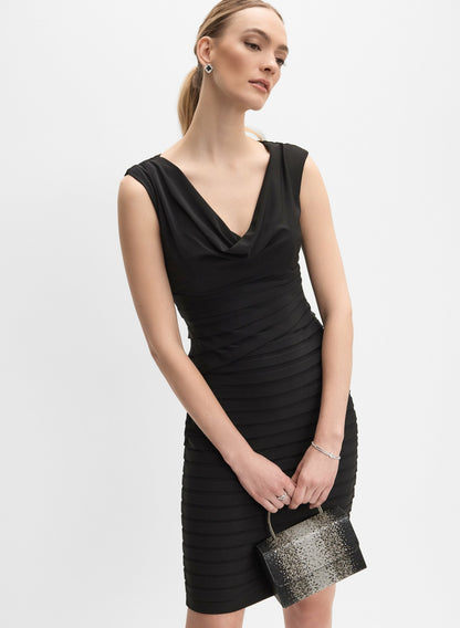 Women Adrianna Papell - Fitted Cowl Neck Dress Black | Melanie Lyne