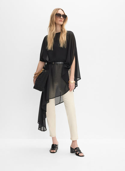 Women Asymmetric Chiffon Cape Black | Melanie Lyne