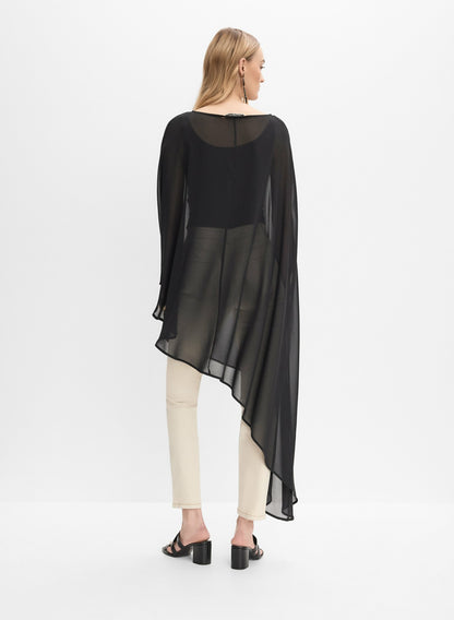 Women Asymmetric Chiffon Cape Black | Melanie Lyne