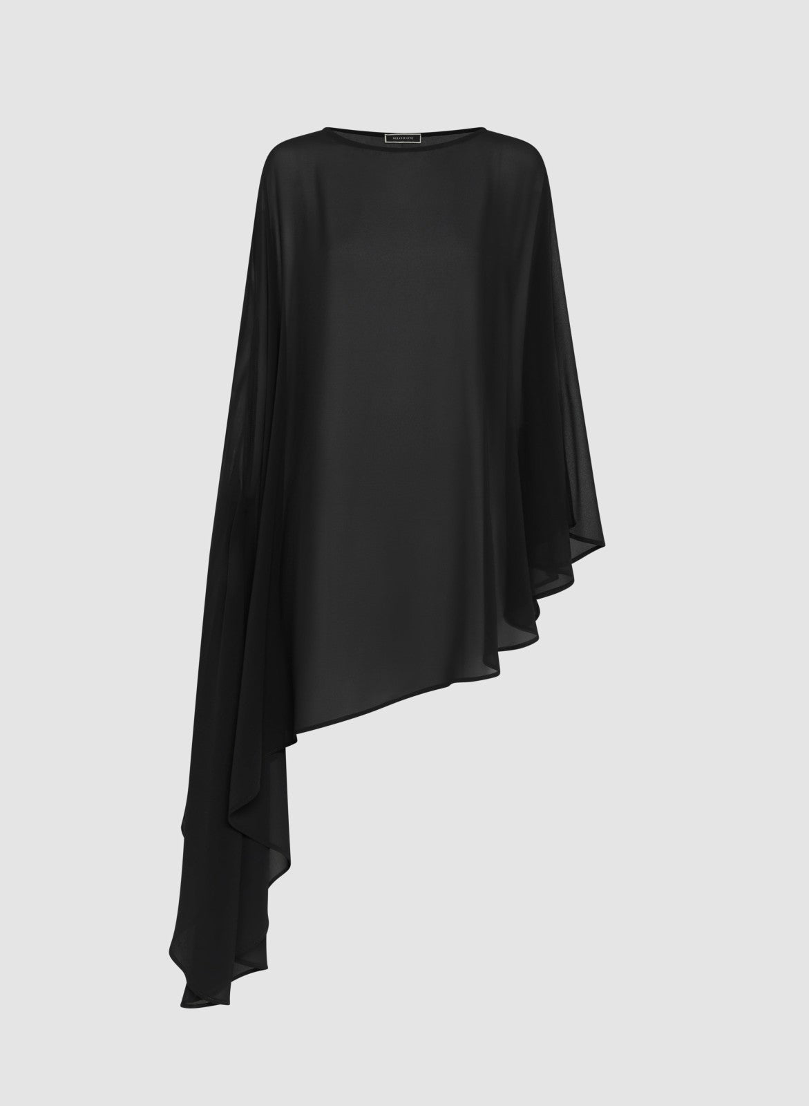 Women Asymmetric Chiffon Cape Black | Melanie Lyne