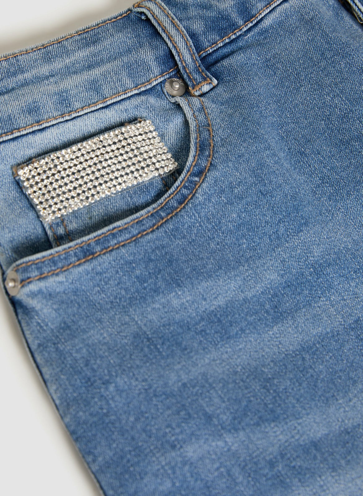 Women Embellished Denim Pencil Skirt Light Blue | Melanie Lyne