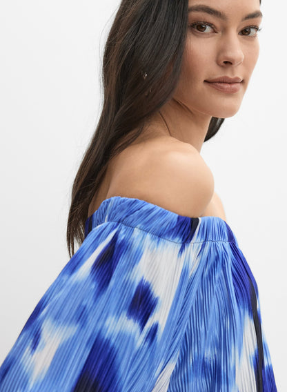Women Joseph Ribkoff - Abstract Off-Shoulder Blouse Blue Pattern | Melanie Lyne