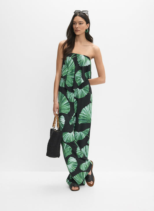 Women Palm Print Jumpsuit Green Pattern | Melanie Lyne