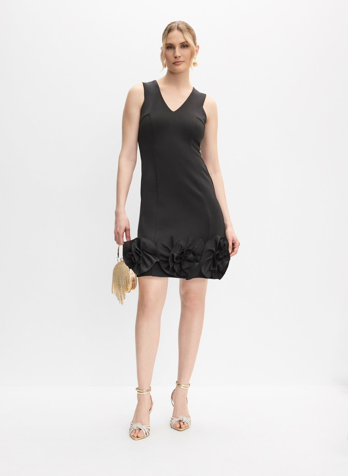 Women Floral Appliqué Dress Black | Melanie Lyne