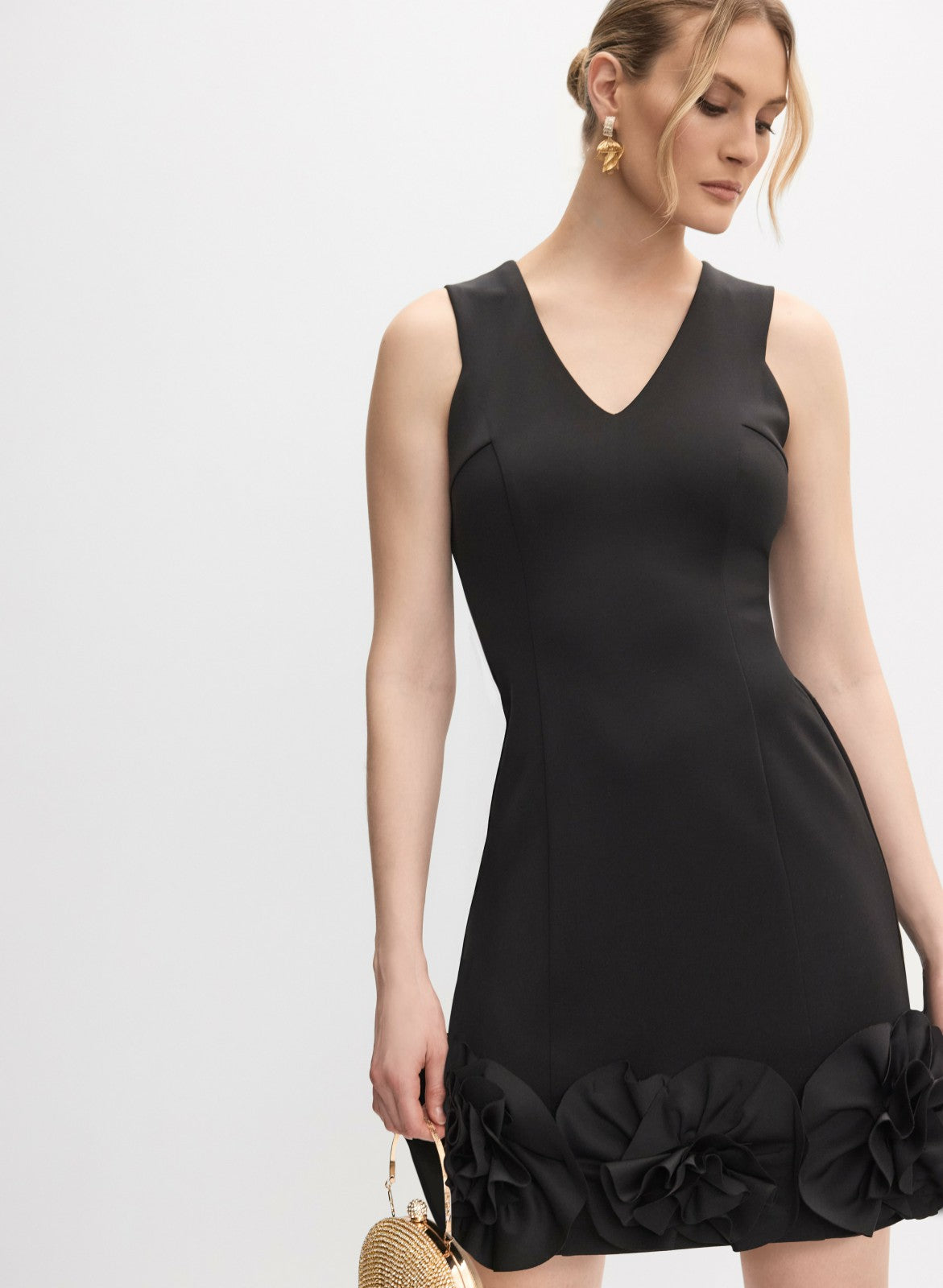 Women Floral Appliqué Dress Black | Melanie Lyne