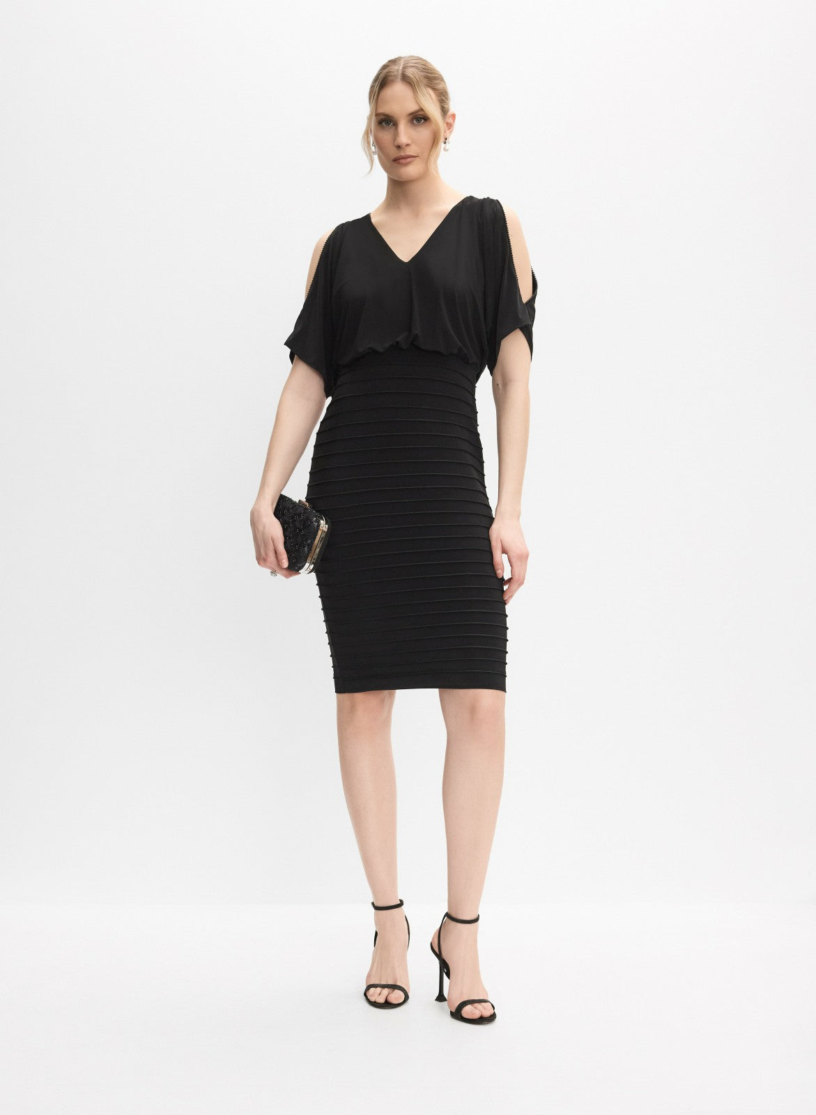 Women Adrianna Papell - Split Sleeve Blouson Dress Black | Melanie Lyne