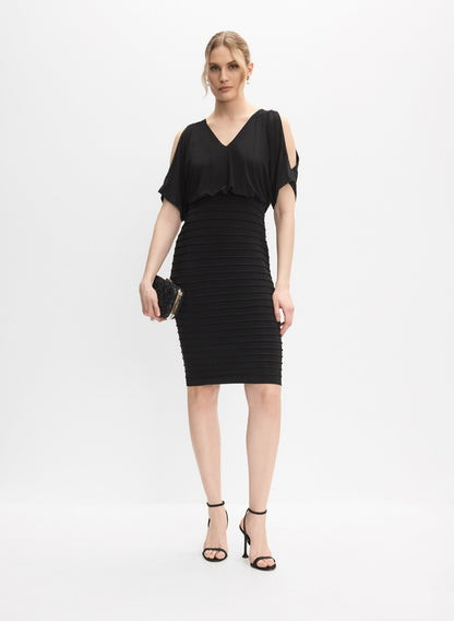 Women Adrianna Papell - Split Sleeve Blouson Dress Black | Melanie Lyne