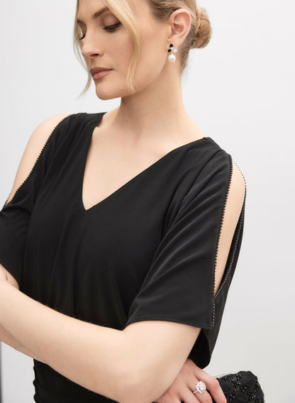 Women Adrianna Papell - Split Sleeve Blouson Dress Black | Melanie Lyne
