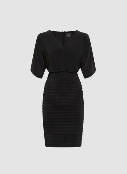 Women Adrianna Papell - Split Sleeve Blouson Dress Black | Melanie Lyne
