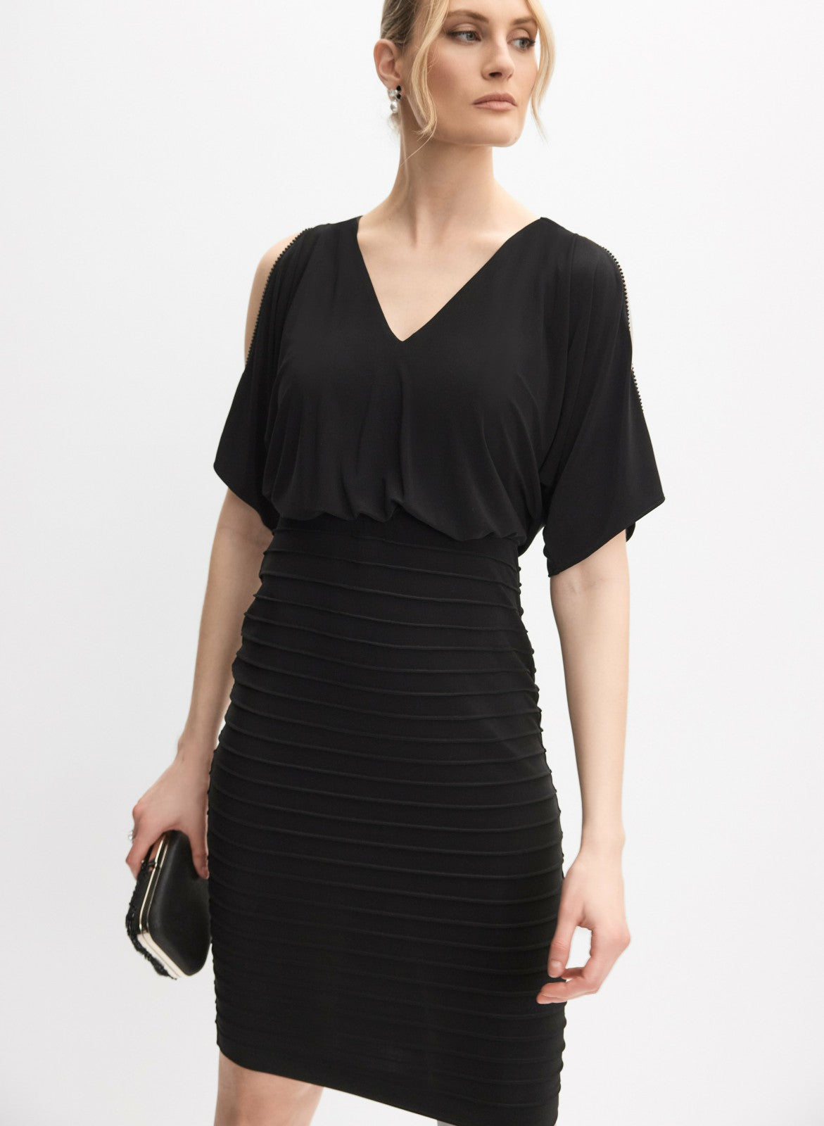 Women Adrianna Papell - Split Sleeve Blouson Dress Black | Melanie Lyne