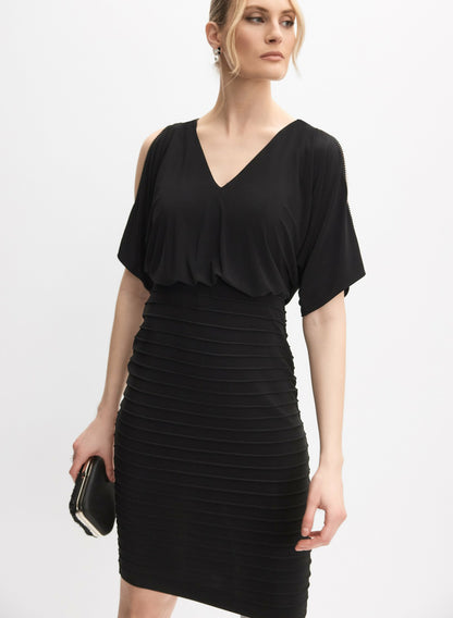 Women Adrianna Papell - Split Sleeve Blouson Dress Black | Melanie Lyne
