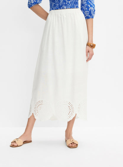 Women Scalloped Hem Maxi Skirt Porcelain | Melanie Lyne