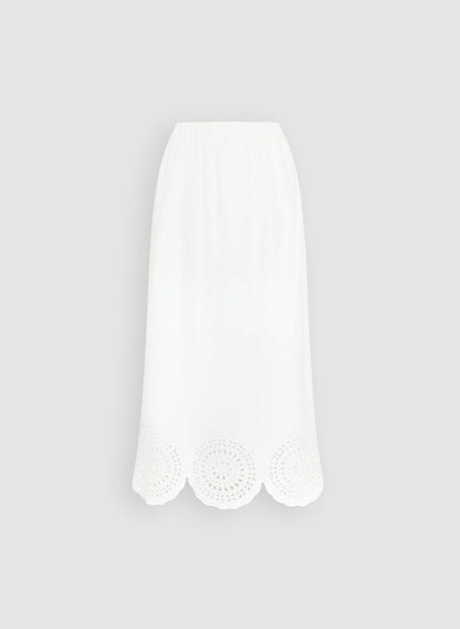 Women Scalloped Hem Maxi Skirt Porcelain | Melanie Lyne