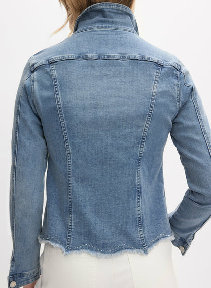 Women Joseph Ribkoff - Lace Insert Denim Jacket Light Blue | Melanie Lyne