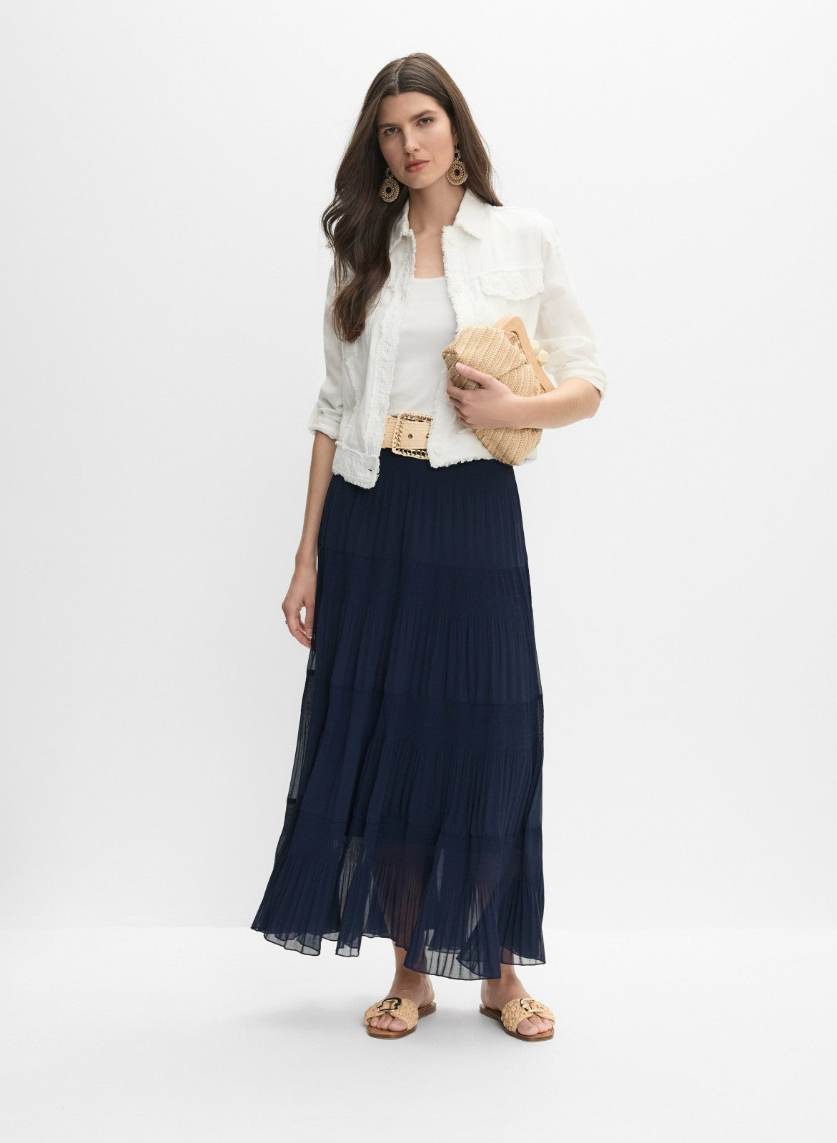 Women Pleated Chiffon Maxi Skirt Summer Nights | Melanie Lyne