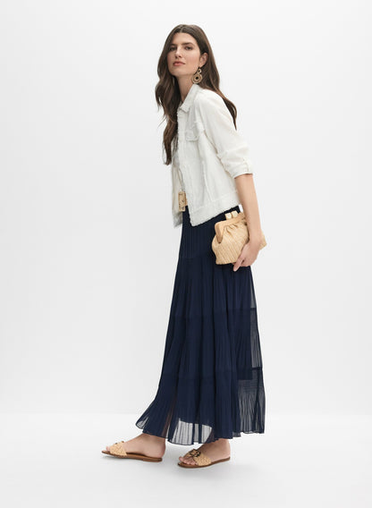 Women Pleated Chiffon Maxi Skirt Summer Nights | Melanie Lyne