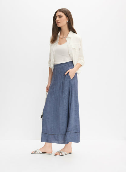 Women Garment-Dye Skirt Medium Blue | Melanie Lyne