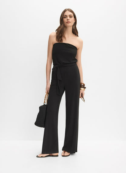 Women Strapless Jersey Jumpsuit Black | Melanie Lyne