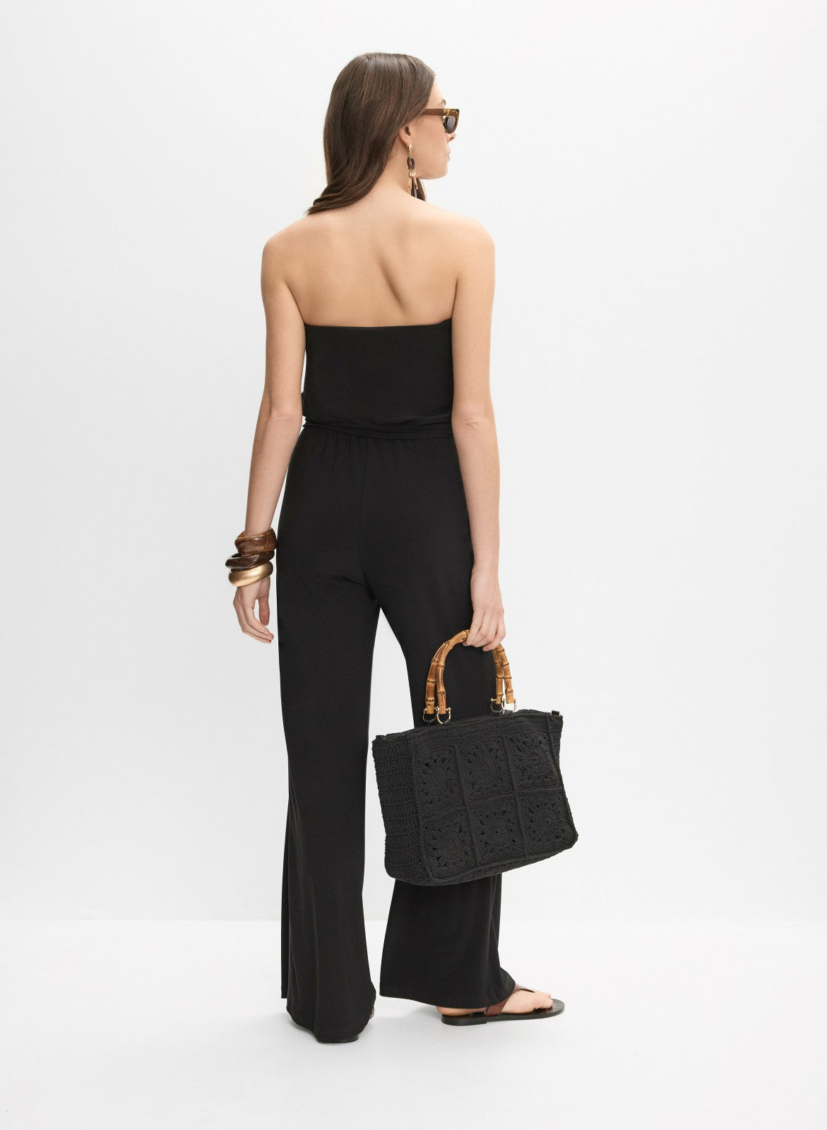 Women Strapless Jersey Jumpsuit Black | Melanie Lyne