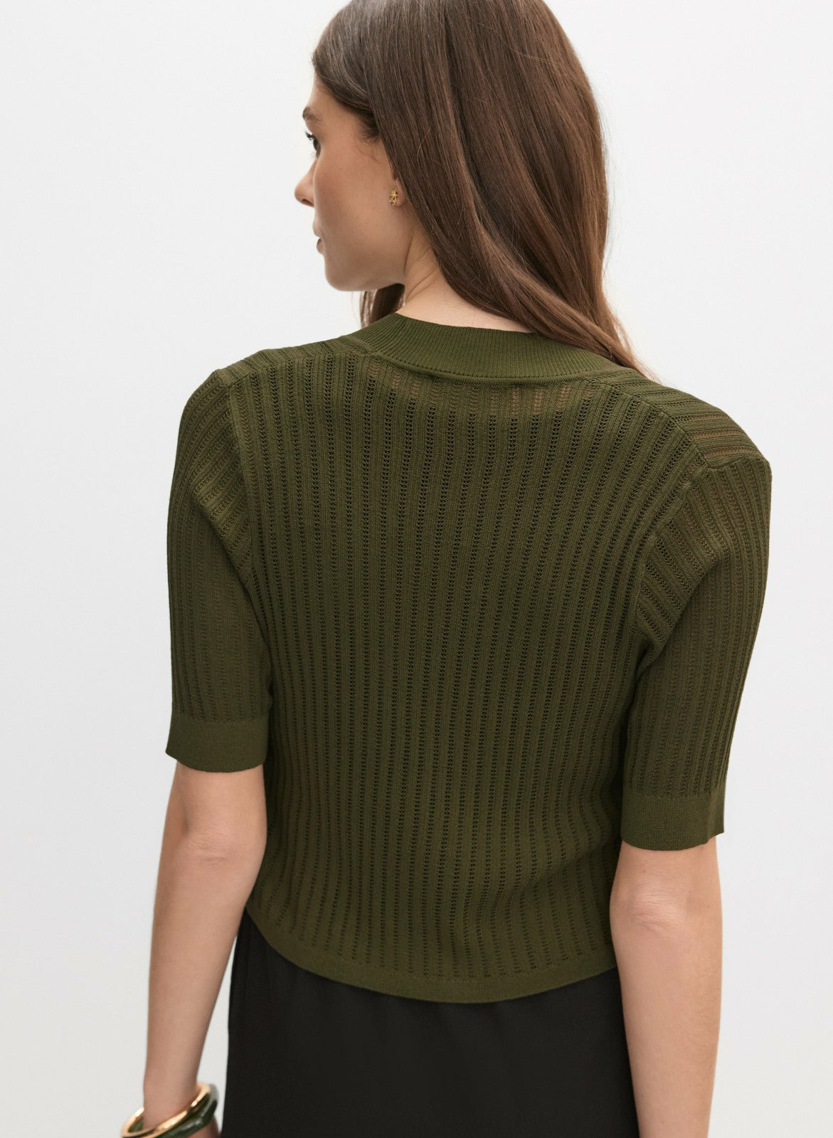 Women Pointelle Knit Bolero Olive Branch | Melanie Lyne