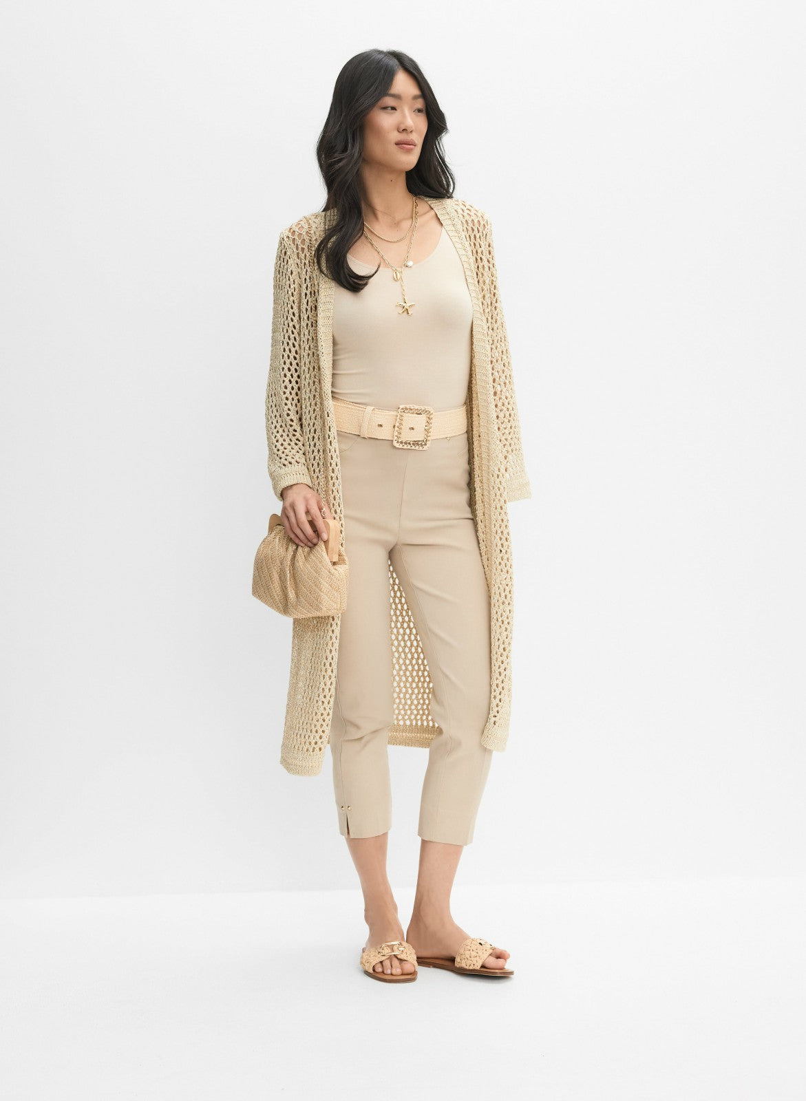 Women Joseph Ribkoff - Metallic Open Weave Cardigan Gold | Melanie Lyne