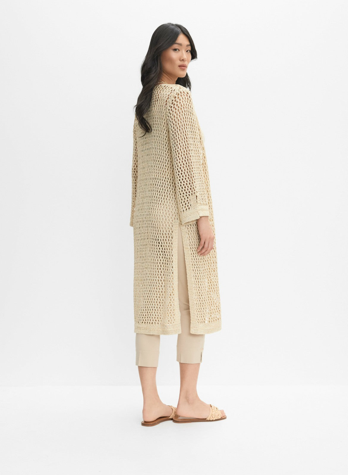 Women Joseph Ribkoff - Metallic Open Weave Cardigan Gold | Melanie Lyne
