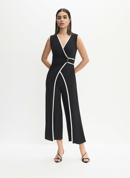 Women Joseph Ribkoff - Contrast Trim Jumpsuit Black & White | Melanie Lyne