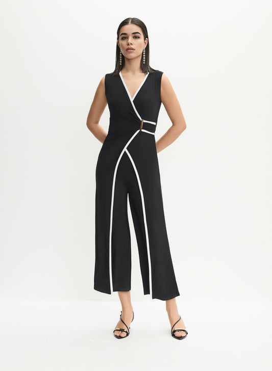 Women Joseph Ribkoff - Contrast Trim Jumpsuit Black & White | Melanie Lyne
