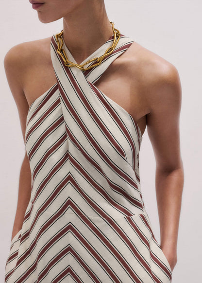 ME+EM Cream Crease-Less Linen Halterneck Maxi Dress